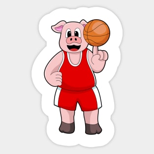 Pig at Basketball Sports Sticker